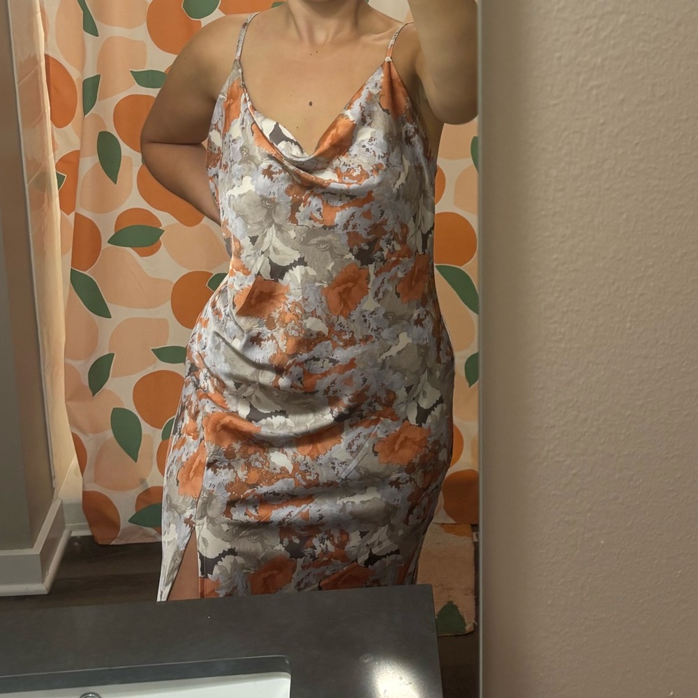 Paper Heart Floral Silky Midi Dress